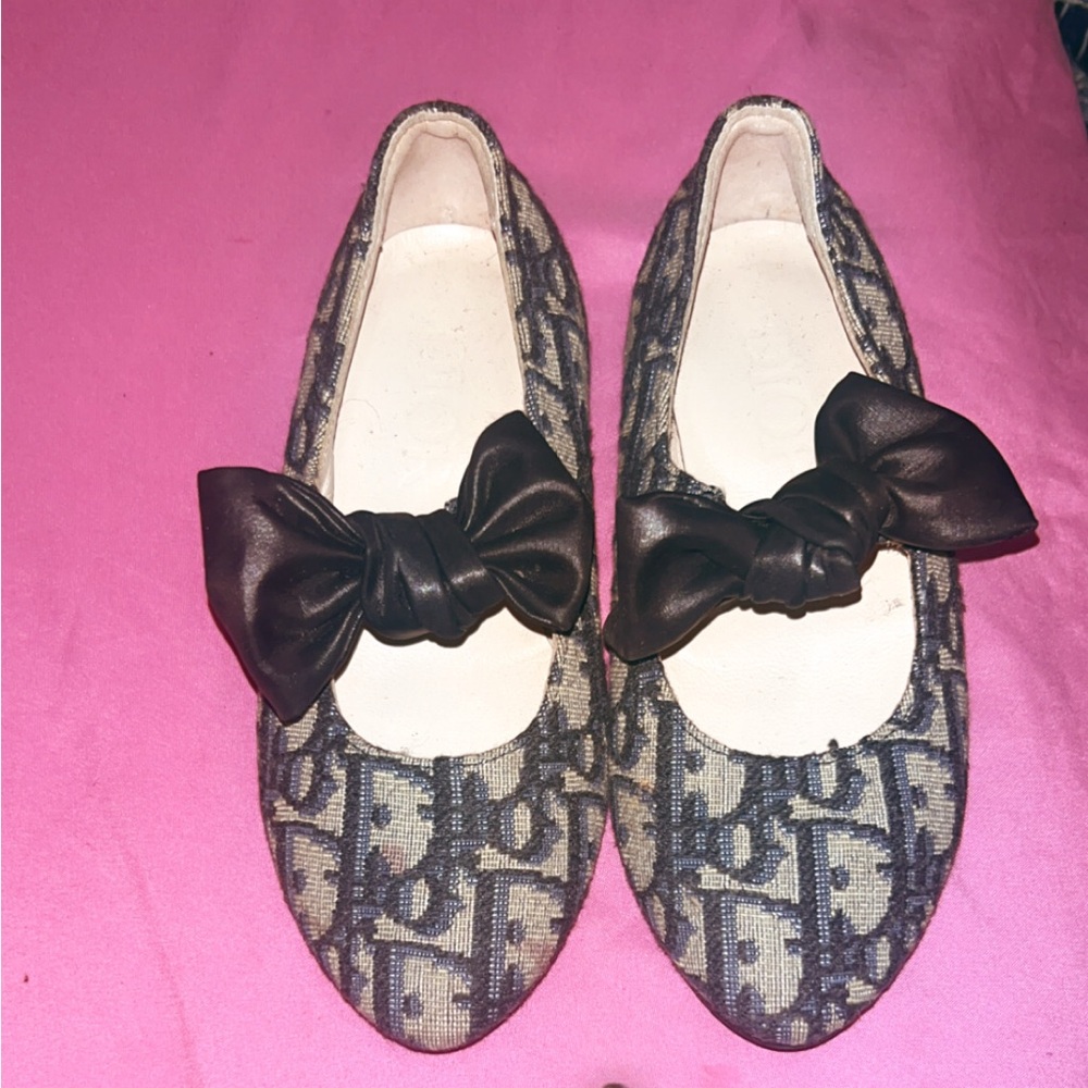 Dior Kids Dress Shoes with Black Bow